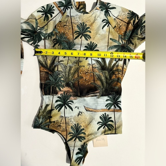 Johanna Ortiz El Palmar Palm Printed Rash Guard One Piece Swimsuit S surf beach - Picture 5 of 8